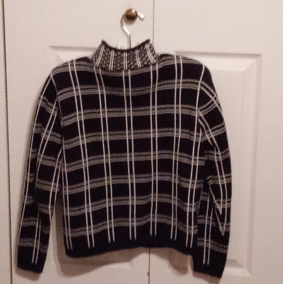 Vintage Talbots Petites Windowpane Check Cotton Zip-Front Cardigan - Picture 2 of 5